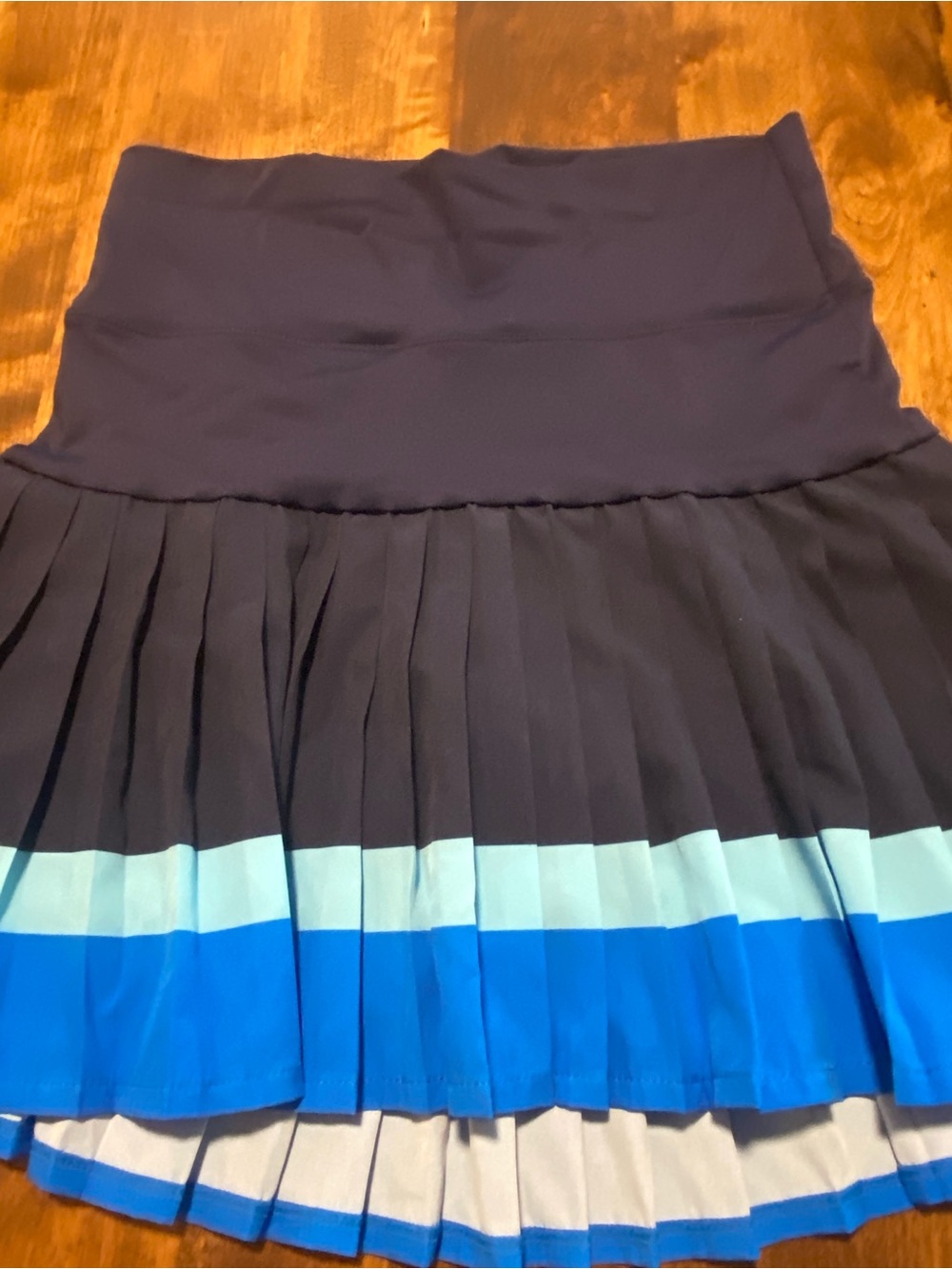 Pleated Navy and Blue Colorblock Tennis Skirt - Picture 5 of 5